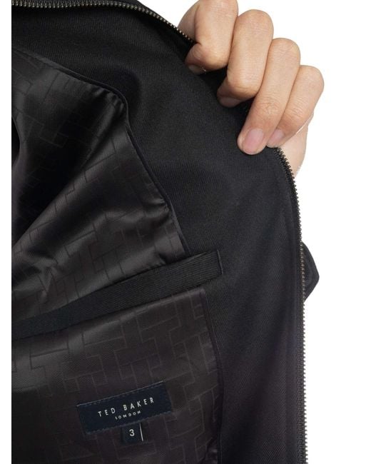 Ted Baker Black Henry J Wool Blend Harrington Jacket for men