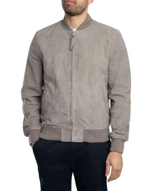 Schott Nyc Gray Suede Bomber Jacket for men