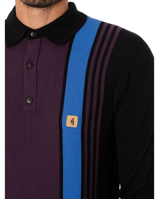 Gabicci Blue Searle Longsleeved Polo Shirt for men