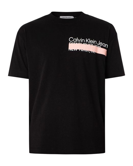 Calvin Klein Black Layered Address T-shirt for men