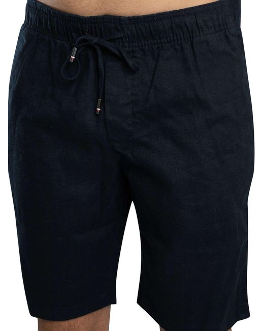 Tommy Hilfiger Blue Harlem Linen Relaxed Tapered Chino Shorts for men
