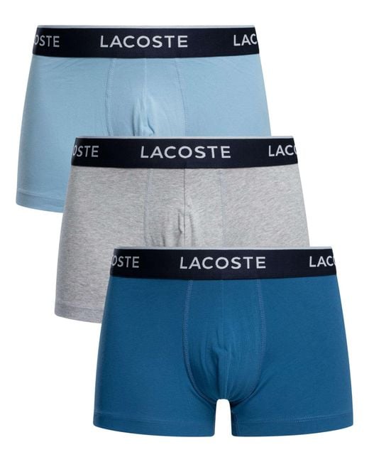 Lacoste Blue 3 Pack Cotton Stretch Trunks for men