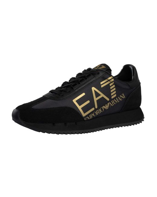 EA7 Black Big Logo Trainers for men