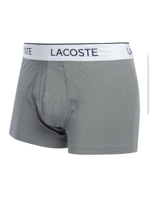 Lacoste Gray 3 Pack Cotton Stretch Trunks for men
