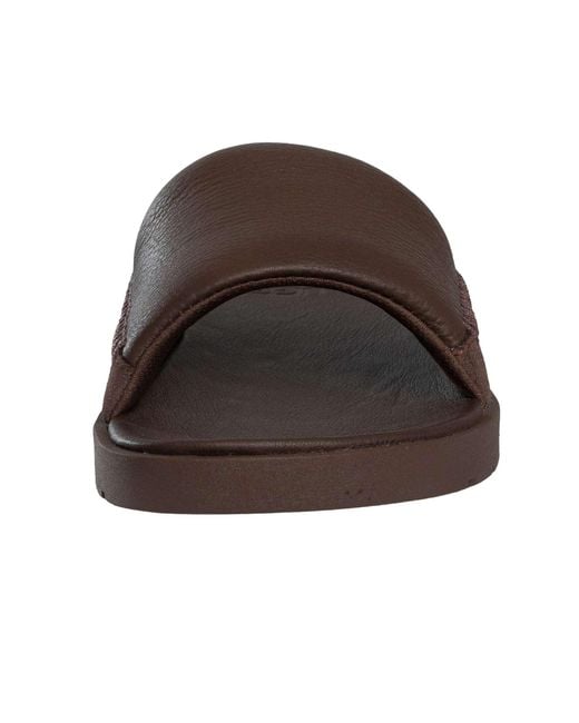 Ugg Brown Seaside Ii Leather Sliders for men