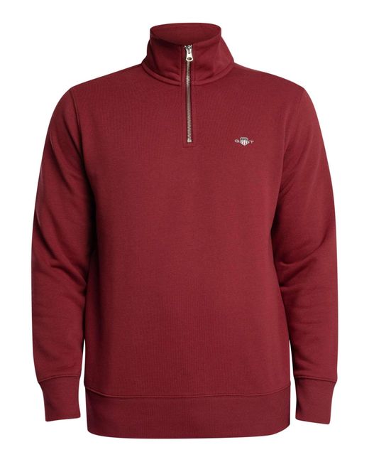 Gant Red Regular Shield Half Zip Sweatshirt for men