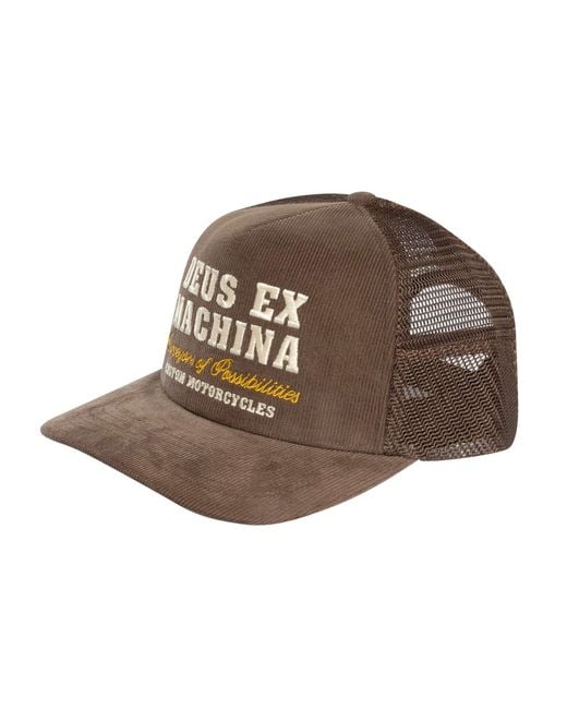 Deus Ex Machina Brown Gumshoe Cord Trucker Cap for men