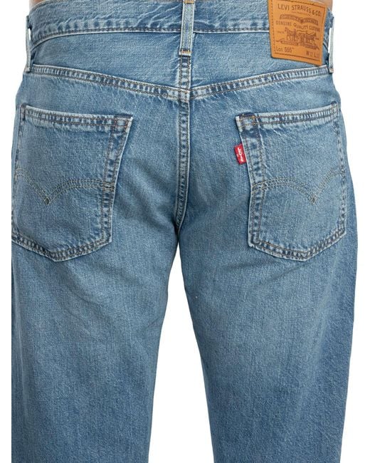 Levi's Blue 555 Relaxed Straight Jeans for men