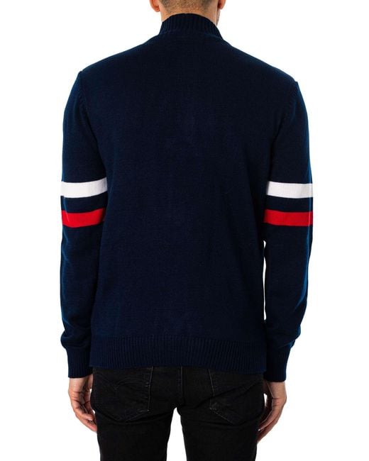 Fila Blue Harrison 1/4 Zip Contrast Knit for men