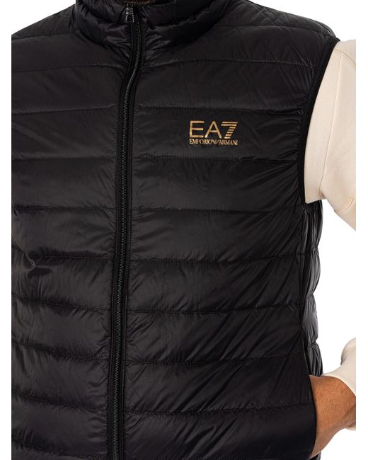EA7 Black Woven Down Gilet for men