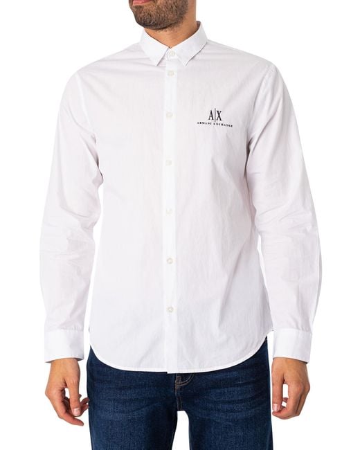 Armani Exchange White Chest Logo Shirt for men