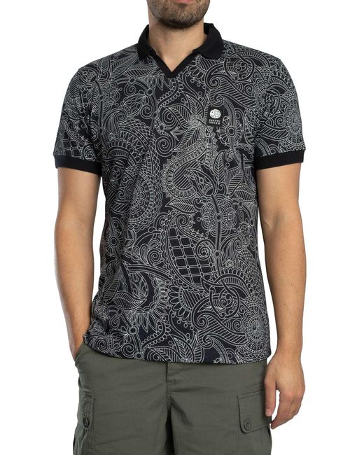 Pretty Green Gray Resonance Linear Polo Shirt for men