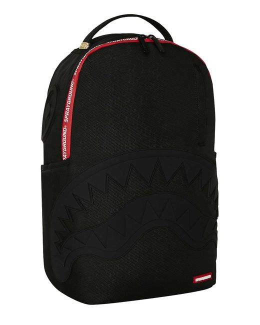 Sprayground Black 20l Printed Zipper Shark Backpack for men