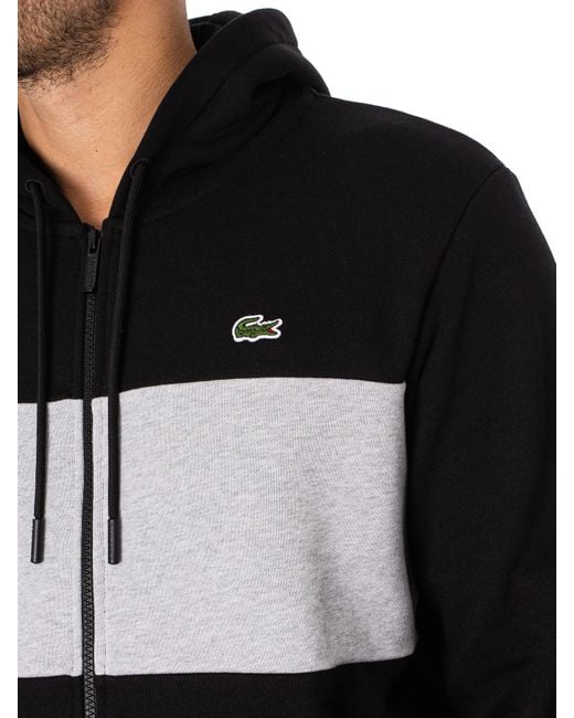 Lacoste Panelled Hoodie in Black for Men | Lyst