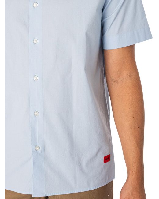 HUGO Blue Ebor Short Sleeved Shirt for men
