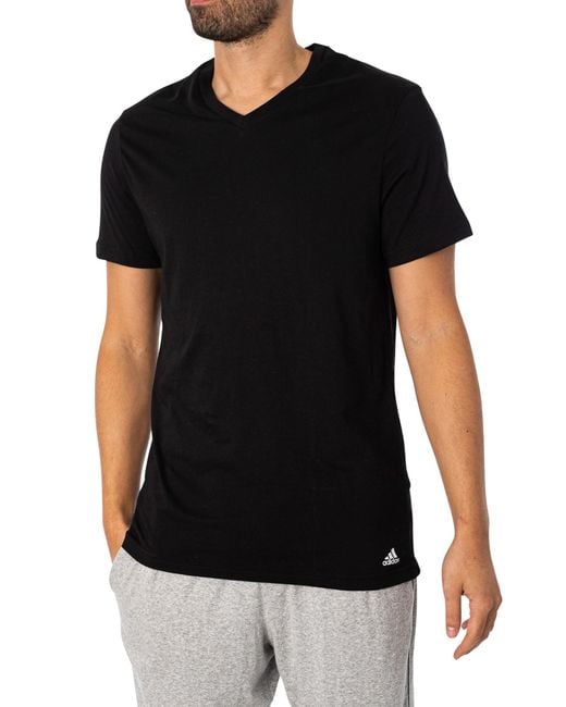 Adidas Black 3 Pack Lounge V-neck T-shirt for men