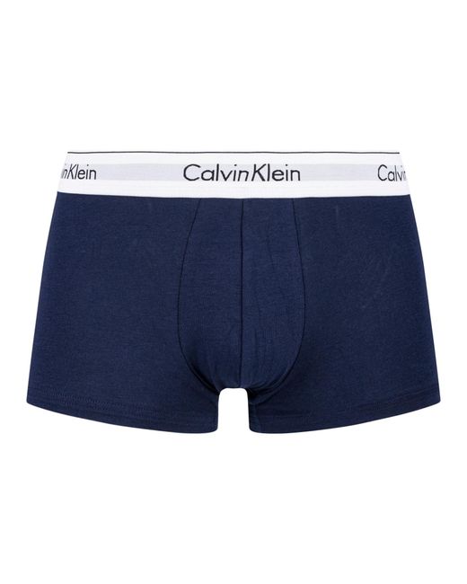 Calvin Klein 3 Pack Modern Cotton Stretch Trunks in Blue for Men | Lyst