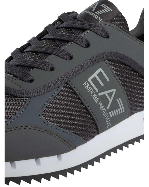 EA7 Gray Mesh Logo Trainers for men