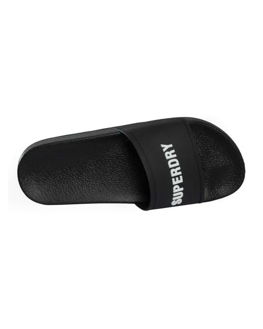 Superdry Black Premium Graphic Pool Sliders for men