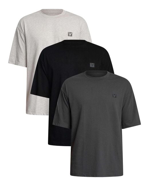 Lyle & Scott Black 3 Pack Lounge Relaxed T-shirt for men