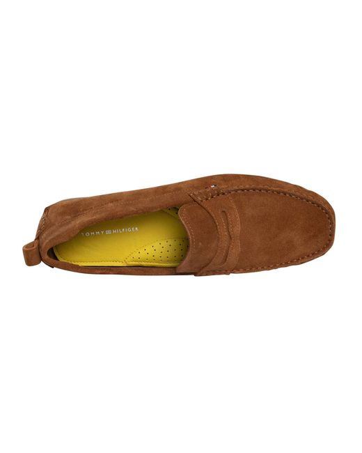 Tommy Hilfiger Brown Core Suede Driver Shoes for men