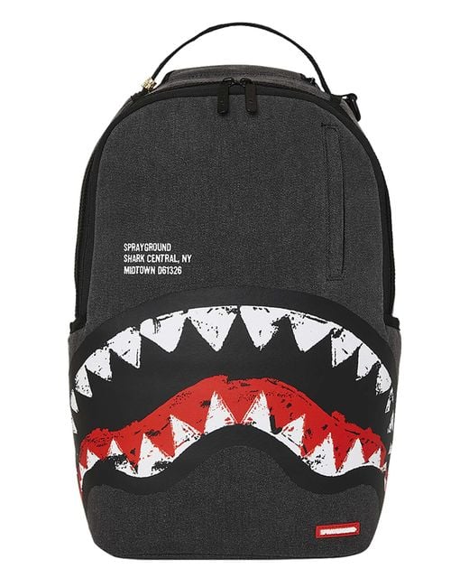 Sprayground Black 20l Shark Central Painted Backpack for men