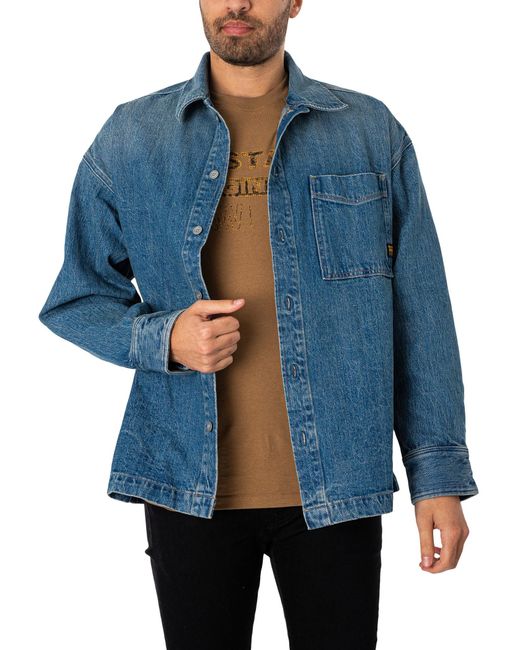 G-Star RAW Blue Boxy Fit Overshirt for men