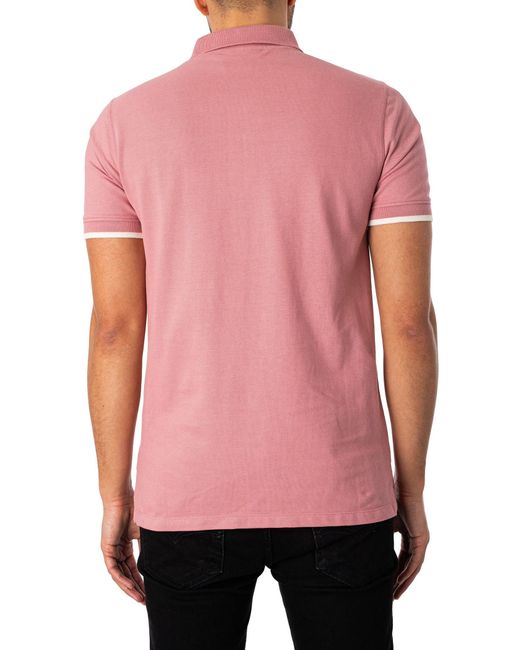Fila Pink Custom Two Button Tipped Rib Polo Shirt for men