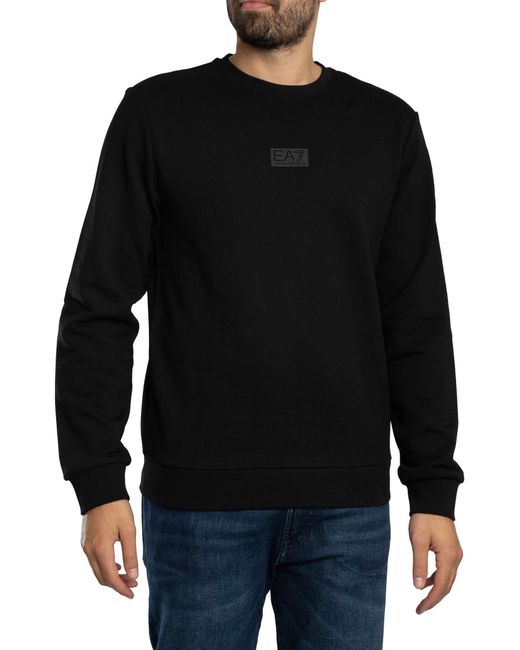 EA7 Black Back Box Logo Sweatshirt for men