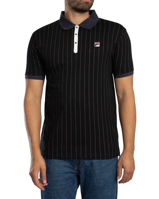 Fila Black Bb1 Classic Vintage Striped Polo Shirt for men