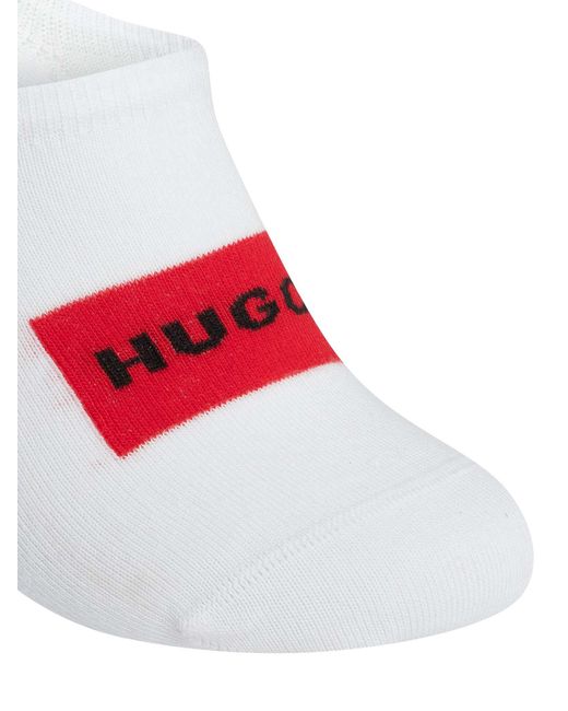 HUGO White 3 Pack Label Low Cut Socks for men