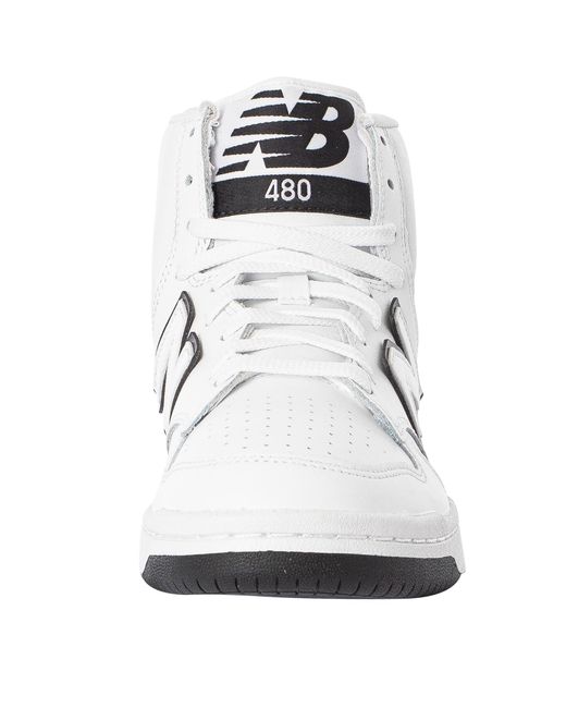 New Balance White 480 High Leather Trainers for men