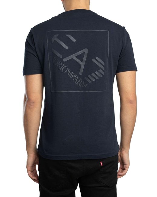 EA7 Blue Back Box Logo T-shirt for men