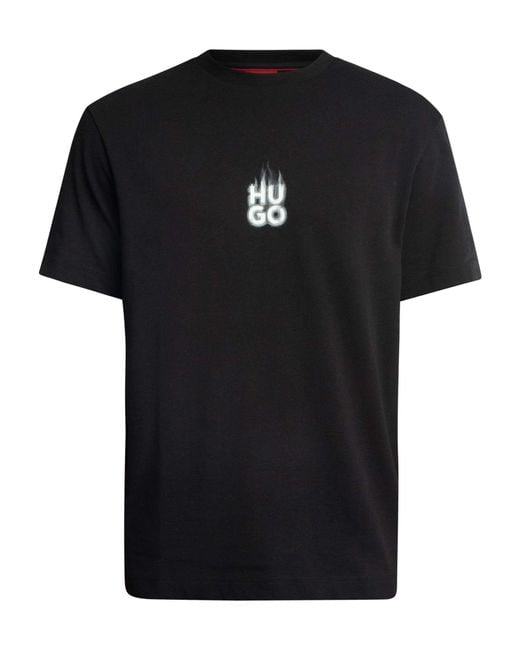 HUGO Black Dalsar Back Fade Logo T-shirt for men