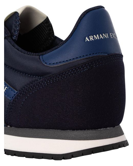Armani Exchange Blue Big Logo Textile Trainers for men