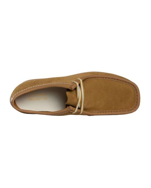 Clarks Brown Wallabee Evo Suede Shoes for men