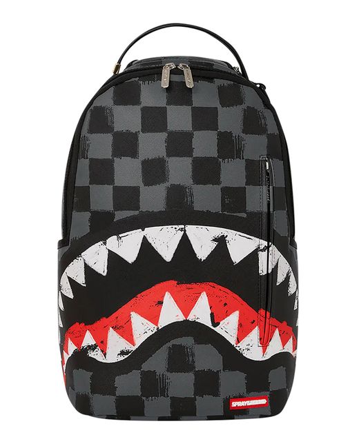 Sprayground Black Sharks In Paris Grey Paint Backpack for men