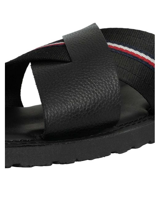 Tommy Hilfiger Black Core Leather Criss Sandals for men