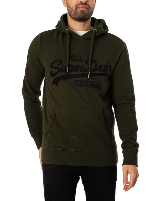 Superdry Black Embroidered Pullover Hoodie for men