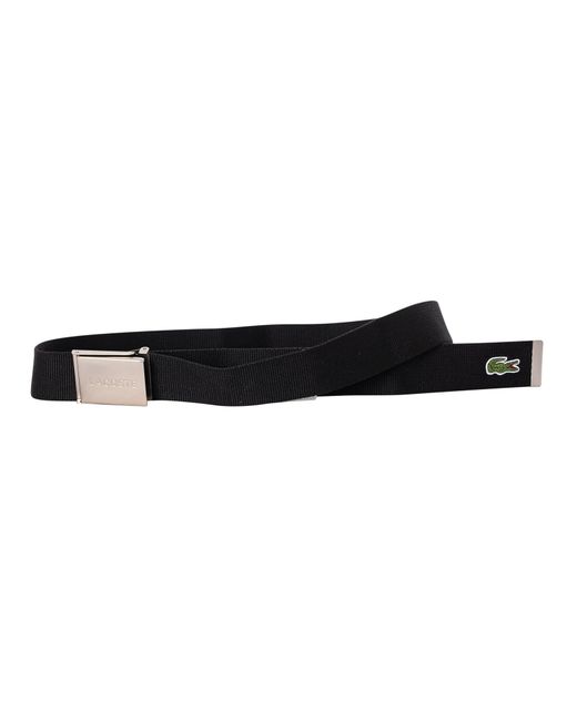 Lacoste Black Engraved Buckle Woven Belt for men
