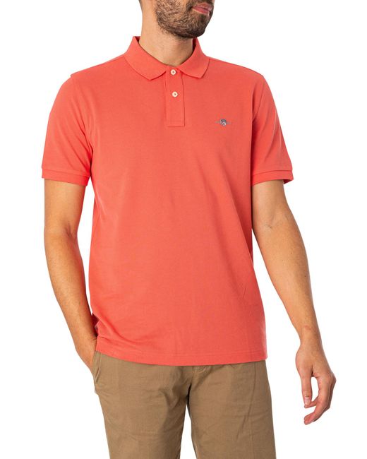 Gant Red Regular Shield Pique Polo Shirt for men