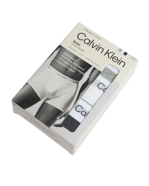 Calvin Klein Gray 3 Pack Icon Relaxed Fit Trunks for men