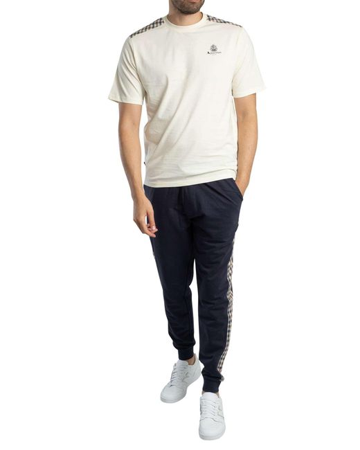 Aquascutum Blue Club Check Details Joggers for men