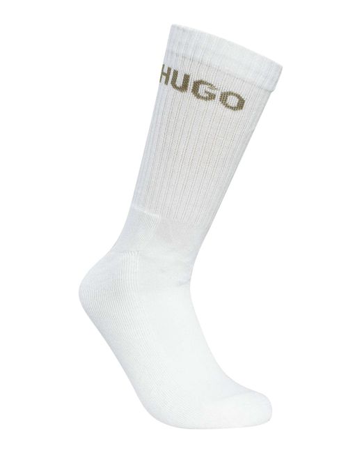 HUGO White 6 Pack Logo Quarter Socks for men