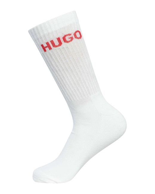 HUGO White 6 Pack Logo Quarter Socks for men