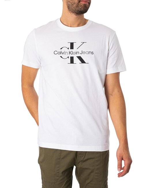 Calvin Klein White Disrupted Outline T-shirt for men