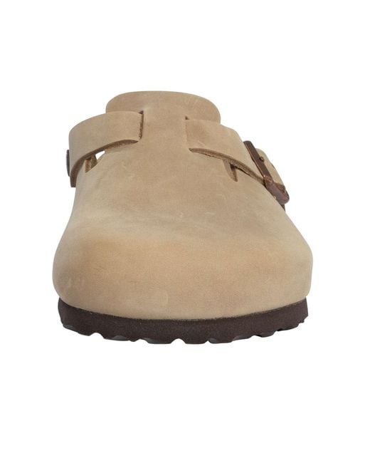 Birkenstock Brown Boston Leather Clogs for men