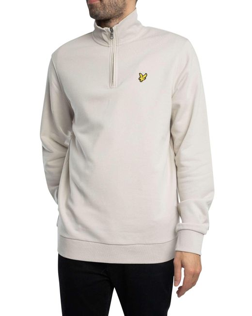 Lyle & Scott White Loopback Quarter Zip Sweatshirt for men