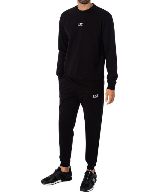 EA7 Black Logo Joggers for men