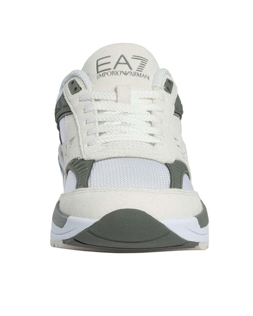 EA7 White Brand Mesh Trainers for men